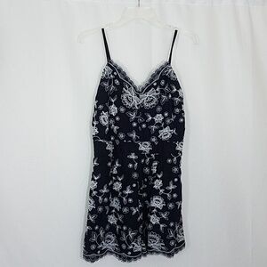 Altar'd State M Navy Embroidered Romper
